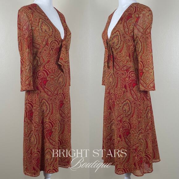 Rare Paisley Dress ASO Tara Maclay Buffy the Vampire Slayer Long Sleeve V-Neck - Picture 6 of 10